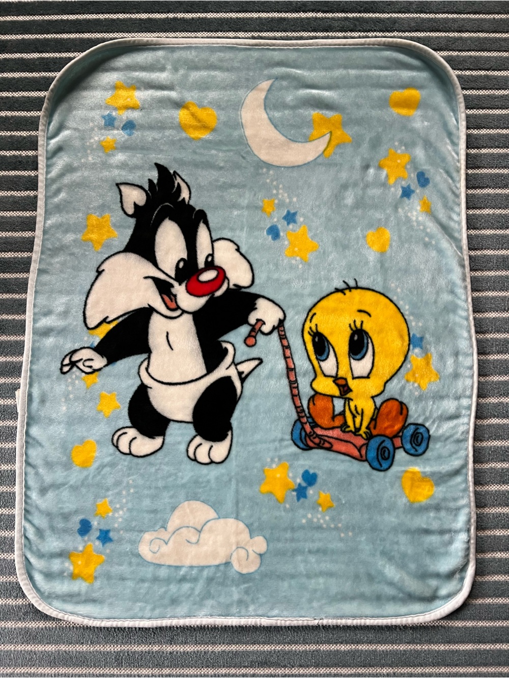 Vintage 1999 Baby Looney Tunes Sylvester & Tweety Baby Blanket rare